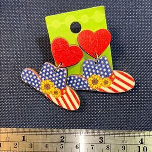 Patriotic Heart and Hat Earrings